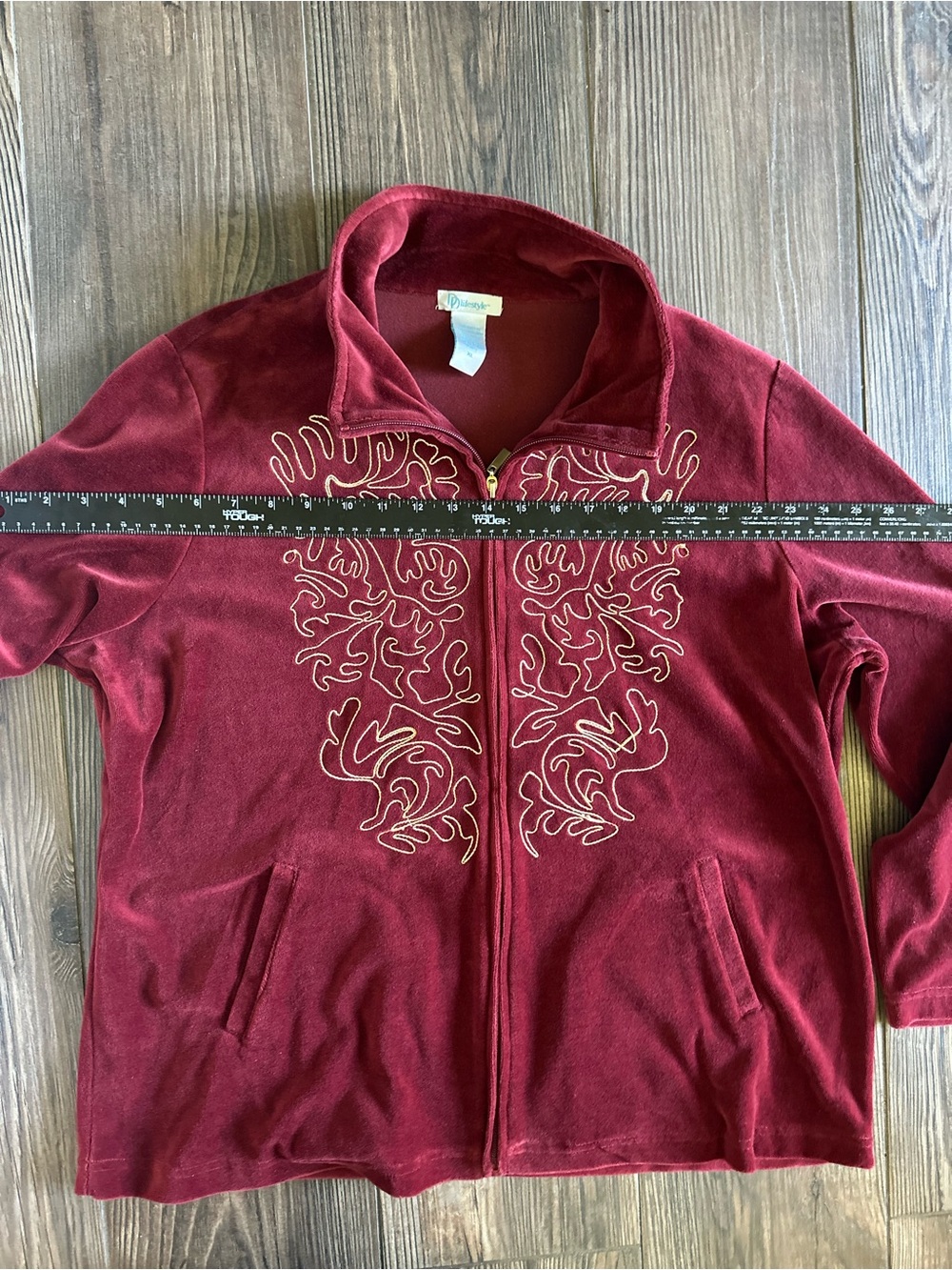 D'lifestyle Velour Zip Hoodie and Pants Set in Deep Wine - Picture 5 of 17